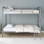 DHP Twin-Over-Twin Bunk Bed with Metal Frame and Ladder, Space-Saving Design, Silver Twin/Twin