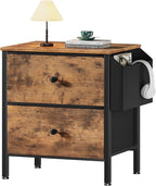 BOLUO Night Stand with Drawers for Bedroom - Small nightstand with Pocket 2 Drawer Dresser End Table Brown