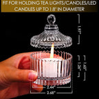 16 Piece Votive Candle Holders with Lids, Tealight Candle Holders in Bulk, Glass Small for Table Centerpiece, Wedding, Home Decor (2.68'' x 1.65'', Clear)