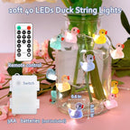 Impress Life Duck String Lights with Remote Timer, 10FT 40LEDs Cute Indoor String Lights, Warm White Glow Fairy Lights Battery Operated or USB for Bedroom Party Garden Decor