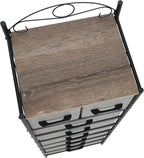 Household Essentials Victoria Dresser Tower Storage Organizer with 8 Drawers Black Metal Frame and Ashwood Rustic Wood Grain Top