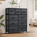 YITAHOME Dresser for Bedroom with 9 Drawers - Organizer Unit for Living Room, Hallway, Closets (Charcoal Black Wood Grain)