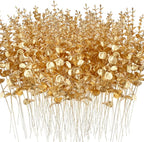 Giegxin 200pcs Artificial Eucalyptus Plant, 15in Gold, for Home Decor, Wedding Centerpiece
