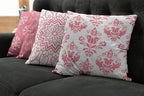 Ambesonne Retro Throw Pillow Cushion Case Pack of 4, Trellis Grid Medieval Floral Damask Mandala Flower Ornament in Modern Monochrome, Modern Accent Double-Sided Digital Printing, 18", Pastel Pink