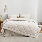 Love's cabin Twin Comforter Set Off White, 5 Pieces Twin Bed in a Bag, All Season Bedding Sets with 1 Comforter, 1 Flat Sheet, 1 Fitted Sheet, 1 Pillowcase and 1 Pillow Sham