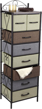 Household Essentials Victorian Style 8-Drawer Tower Storage Organizer Unit, Multicolor