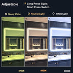 LED Bathroom Mirror 55"x 30", Backlit Bathroom Mirror with Lights,Stepless Dimmable,Anti-Fog, Shatter-Proof, Memory, 3 Colors Lighted Vanity Mirror (Horizontal/Vertical)