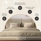 300TC 100% Organic Cotton Twin XL Size Sheets Set, XL Twin Bed Sheets Luxury Hotel Collection Fully Elasticated Sheet & Pillowcase Sets, Machine Washable No Pill Fade Resistant-Tan