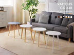 Apicizon Round Side Table Set of 2, White Nightstand Coffee End Table for Living Room, Bedroom, Small Spaces, Modern Home Decor Bedside Table with Natural Wood Legs, 16.5 Inches