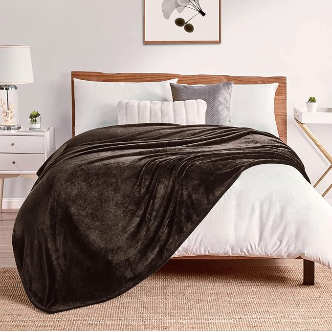 Walensee Fleece Blanket Plush Throw Fuzzy Lightweight (Queen Size 90x90 Brown) Super Soft Microfiber Flannel Blankets for Couch, Bed, Sofa Ultra Luxurious Warm and Cozy for All Seasons