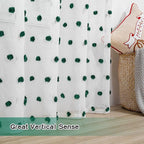 MYSKY HOME Kitchen Curtains 54 Inches Long Small Window Curtains for Christmas Hunter Green Pom Pom Curtains for Cafe Bedroom Nursery Boys Room Rod Pocket 2 Pieces Drapes 52 x 54 inch Length
