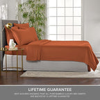 Split King Sheets by Pure Bamboo, Genuine 100% Organic Viscose Derived from Bamboo Bed Sheet Set, Soft & Cooling, Double Stitching *Not for Split Top (Split King, Terracotta)