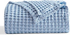 Bedsure Cooling Cotton Waffle King Size Blanket - Lightweight Breathable Blanket of Rayon Derived from Bamboo for Hot Sleepers, Luxury Throws for Bed, Couch and Sofa, Sky Blue, 104x90 Inches