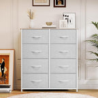 YITAHOME Dresser for Bedroom, Fabric 8 Drawers, Tall Dresser with Fabric Bins, Storage Tower Unit, Chest of Drawers for Living Room, Hallway, Closets