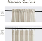 RYB HOME Living Room and Dining Room Curtains and Drapes Linen Sheer, Light Filtering Curtains 90 inches Long, Weave Textured/Rod Pocket, Cream Colored, W 52 x L 90 inches, 2 Panels Set