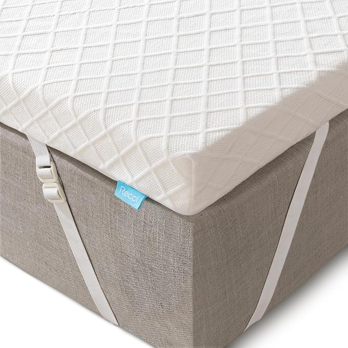 RECCI Memory Foam Mattress Topper, Pressure-Relieving Mattress Topper for Back Pain, Non-Slip Design with Removable & Washable Cover, CertiPUR-US Certified, 2 Inch Queen