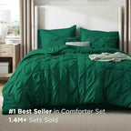 Bedsure California King Comforter Set - Bed in a Bag Cal King Bedding Set 7 PCS, GentleSoft™ Pintuck Bed Set Gift for Family, Pinch Pleat All Season Comforter with Sheets, Pillowcases & Shams