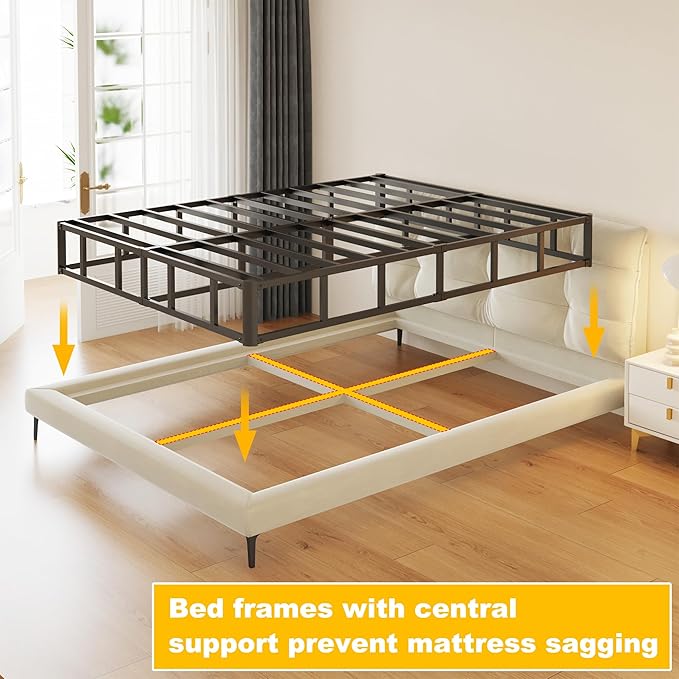 10 Inch Box Spring for Queen Bed High Profile Heavy Duty Metal Queen Box Spring with Fabric Cover, Sturdy Mattress Foundation, Easy Assembly, Noise Free, Black