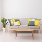 Ambesonne Modern Throw Pillow Cushion Case Pack of 4, Abstract Grunge Themed Geometric Squares with Paintbrush Stroke Effect Ornament, Modern Accent Double-Sided Digital Printing, 24", Yellow Grey
