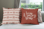 Ambesonne Modern Throw Pillow Cushion Case Pack of 4, Scandinavian Minimal Ornaments Boho Feather Leaves and Home Phrase Print, Modern Accent Double-Sided Digital Printing, 16", Pale Tan and Dark Rust