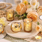 Gold 12 PCS Combination Tea Lights Candle Holder Decorative with Butterfly Pattern, Votive Candle Holders for Wedding, Birthday, Anniversary, Parties, and Holiday Decorations