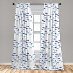 Ambesonne Animal Window Curtains Pack of 2, Little Fishes Watercolors Ocean Underwater Life Marine Theme Art, Lightweight Set with Rod Pocket, 4 Panels of - 28" x 84", Blue