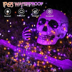 Purple Orange Halloween Timer Fairy Lights Battery Operated 4 Pack 16.4Ft 50 LED Black Wire Twinkle Lights with Timer 5 Modes for Halloween Indoor Outdoor Party Decoration