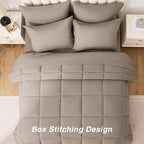 Love's cabin California King Comforter Set Light Brown, 7 Pieces California King Bed in a Bag, All Season Bedding Sets with 1 Comforter, 1 Flat Sheet, 1 Fitted Sheet, 2 Pillowcase and 2 Pillow Sham