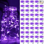 ZGWJ 50 Pack Fairy Lights Battery Operated, 7ft 20 Mini LED Fairy String Lights Silver Wire 3 Modes for DIY, Parties, Wedding, Bedroom, Halloween Christmas Decoration Purple