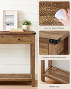 VASAGLE Console Table, Sofa Table, Narrow Entryway Table, Entry Table with 3 Drawers, Open Storage Shelf, Metal Corners, for Living Room, Farmhouse Style, Honey Brown ULNT142KB02S