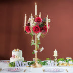 Sziqiqi Gold Candelabra Centerpieces for Tables 28in - Tall Candelabra Candle Holder for Wedding Gold Candlestick Holders for Table Centepiece Party Banquet Event