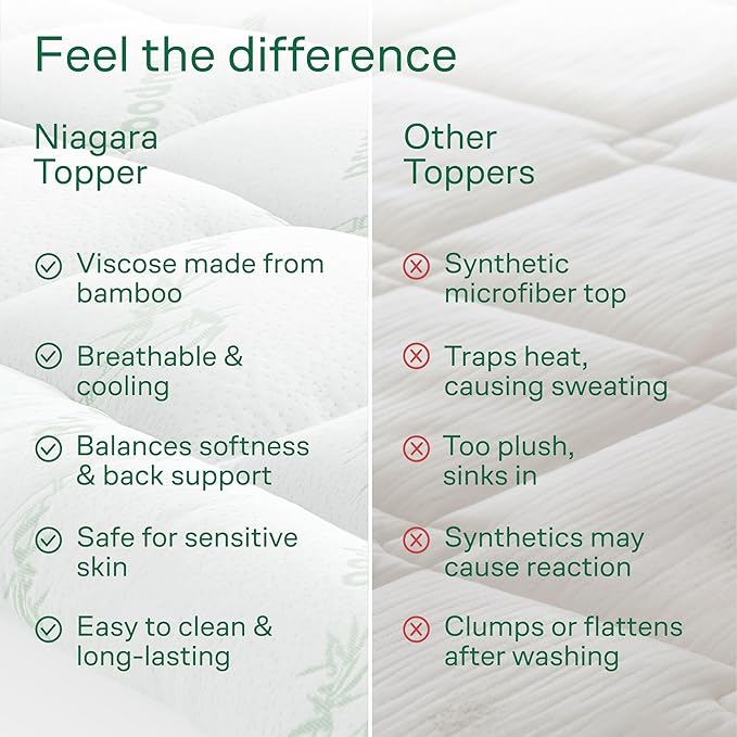 Ultra Soft Queen RV Size Mattress Topper - Viscose Made from Bamboo Pillow Top Mattress Pad for Back Pain Relief - Naturally Cooling for Hot Sleepers, Green