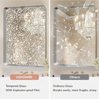 USHOWER Brushed Nickel Bathroom Mirror 24"x36", Silver Rectangle Mirror for Over Sink, Rounded Corner, Aluminum Frame, Anti-Rust, Tempered Glass, Horizontal or Vertical Mounted