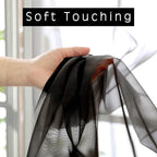 OVZME Voile Sheer Window Privacy Curtains, Rod Pocket Elegant Airy Sheer Curtains Drapes for Living Room/Bedroom, Black, W42 x L63, 2 Panels
