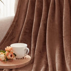 Exclusivo Mezcla Extra Large Fleece Throw Blanket for Couch, Sofa, 300GSM Super Soft and Warm Blankets, Brown Throw All Season Use, Cozy, Plush, Lightweight, 50x70 Inches