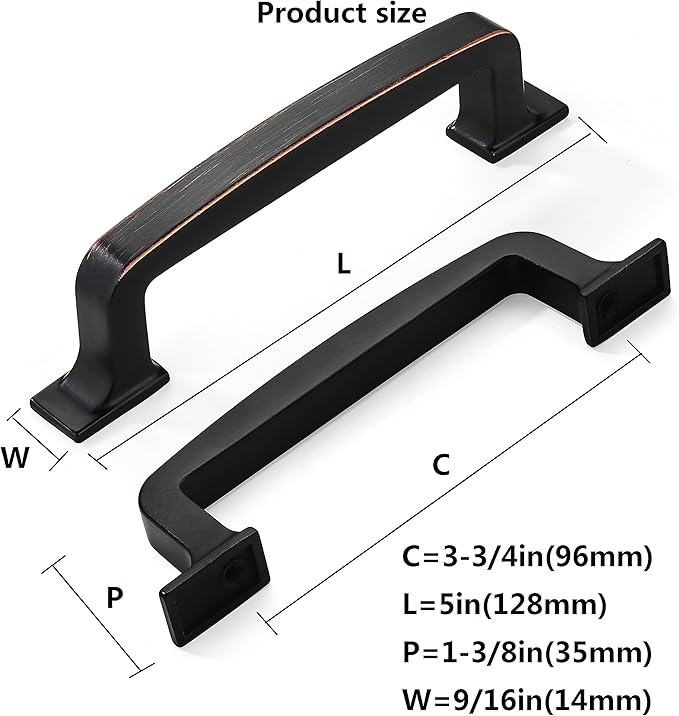 Khtumeware 10 Pack 3-3/4 Inch Bronze Cabinet Pulls: Oil-Rubbed Bronze Kitchen Cabinet Handles for Cabinets and Cupboards