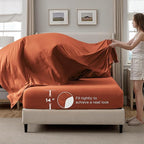 Bedsure King Size Comforter Set Burnt Orange - Bed in a Bag Bedding Set 7 Pieces, GentleSoft™ Pintuck Bed Set Gift for Family, Pinch Pleat Burnt Orange Comforter with Sheets, Pillowcases & Shams