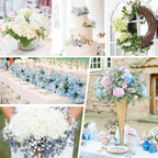 Waipfaru 4Pcs Real Touch Hydrangea Artificial Flowers, Pink & White Fake Hydrangea Flowers, 21" Lifelike Latex Faux Hydrangea Flowers for Wedding Bouquet Home Decor Centerpieces