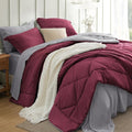 Bedsure California King Comforter Set - 7 Pieces Reversible Burgundy Bedding, California King Size Bed Set for All Seasons, Bed in a Bag with Down Alternative Comforter, Sheets, Pillowcases & Shams
