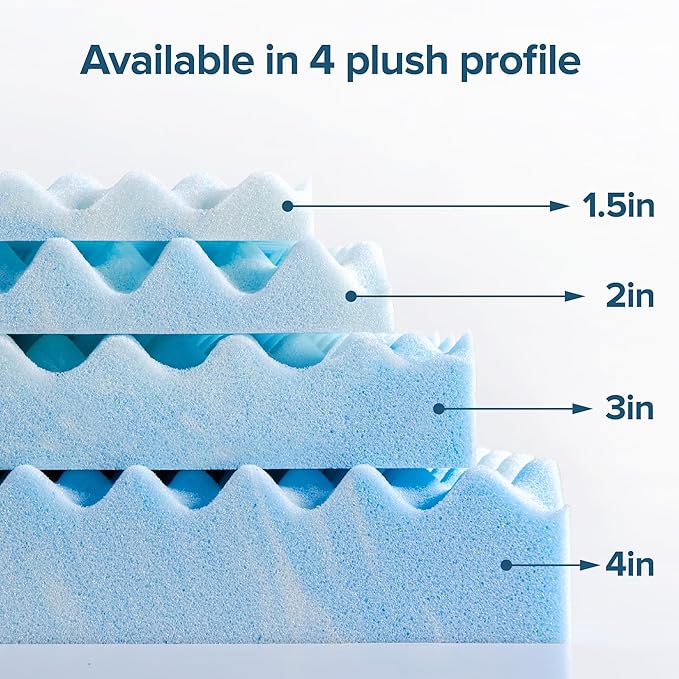 ZINUS 2 Inch Swirl Gel Cooling Memory Foam Mattress Topper, Smaller, More Convenient WonderBox Packaging, Cooling, Airflow Design, CertiPUR-US Certified, Twin