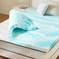 Sweetcrispy Mattress Topper Queen, 3 Inch Thick Memory Foam Gel Infused Cooling Toppers Pad for Queen Size Bed, Sleeper Sofa, RV, Camper, CertiPUR US Certified, Ventilated and Breathable, Blue
