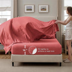 Bedsure California King Comforter Set - Bed in a Bag Cal King Bedding Set 7 PCS, GentleSoft™ Pintuck Bed Set Gift for Family, Pinch Pleat Coral Red Comforter with Sheets, Pillowcases & Shams