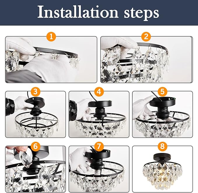 YYJLX Crystal Chandelier,Modern Semi Flush Mount Small Ceiling Light Oil Rubbed Bronze,Mini E26 Ceiling Lamp for Hallway Bedroom Bathroom Closet