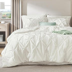 Bedsure California King Comforter Set - Cal King Bed Set 7 Pieces, Pinch Pleat Ivory Cali King Bedding Set with Pintuck Comforter, Sheets, Pillowcases & Shams
