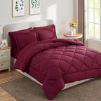 CozyLux King Size Comforter Set Burgundy - 7 Pieces Bed in a Bag King, Luxury Soft Bed Set for All Seasons, Bedding Set with Down Alternative Comforter, Sheets, Pillowcases & Shams