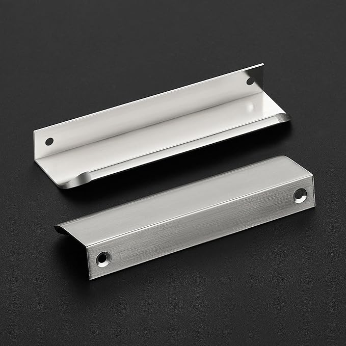 Ravinte Hardware 10 Pack Silver Cabinet Handles, 5 Inch (128mm) Finger Edge Pulls, 4 Inch Hole Center, Finger Pulls for Cabinets
