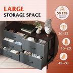 WLIVE Dresser for Bedroom with 5 Drawers, Wide Bedroom Dresser with Drawer Organizers, Chest of Drawers, Fabric Dresser for Living Room, Closet, Hallway, Dark Grey
