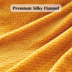 NEWCOSPLAY Super Soft King Blanket Mustard Yellow Premium Silky Flannel Fleece Leaves Pattern Lightweight Bed Blanket All Season Use (Mustard Yellow, King(90"x110"))