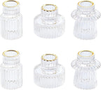 Vixdonos Taper Glass Candlestick Holders Tealight Candle Holders for Table Centerpieces, Wedding Decor and Dinner Party (6 Pcs, Gold Rim Clear)