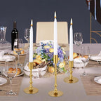 Candlestick Holders for Taper Candles, Brushed Brass Gold Candle Stick Holders Decor, Taper Candle Holder Set for Table Mantel Wedding Dinning Anniversary